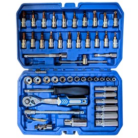 slrongpowlr 53 Pieces Metric Motorcycle Tool Kit Small Socket Set 1/4 Inch Mini Ratchet Set, With Metric And Standard Full For Auto Repairing And Household, With Storage Case (53)