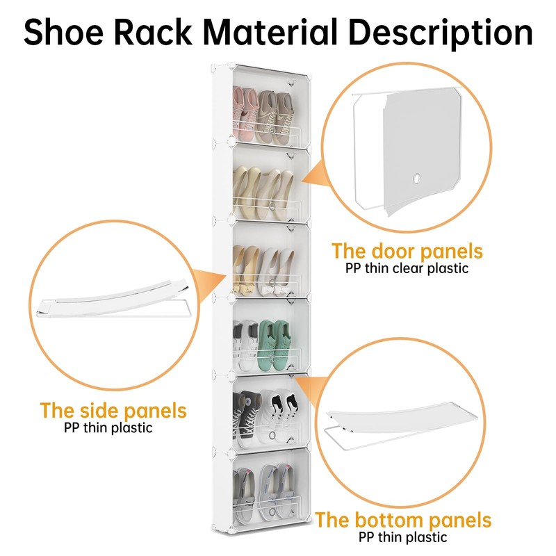 MAGINELS 6-Tier Slim Shoe Storage,Narrow Shoes Rack,Hidden Closet Organizer for