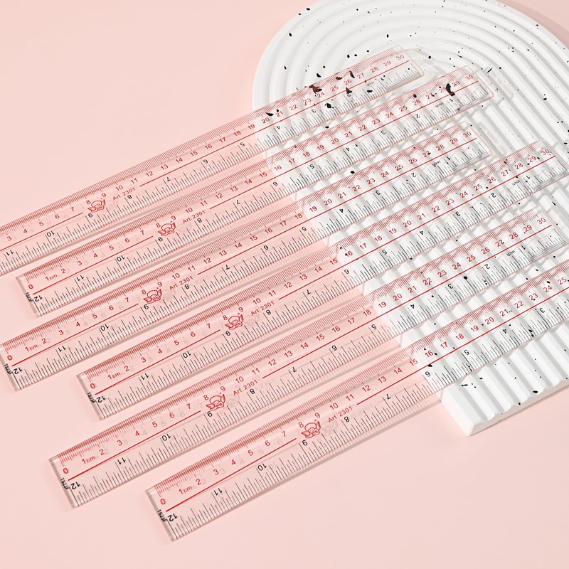 BAYTORY 6 Pieces Clear Plastic Rulers 12 Inch Transparent Acrylic