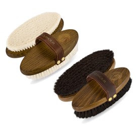 Equimour Glanz-Duo Horse Brush Wooden Brush Grooming Horse Accessories Cleaning Tool for Horses Horse Care