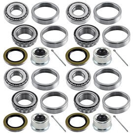 RigsNParts 4 Sets 14125A 25580 Trailer Bearing Kits for 5200-7000 lbs Axle, Trailer Axles Bearing Kits with 2.72" Dust Cap, Grease Seal, Cotter Pin, Rotating Quiet and High-Speed Trailer Bearing