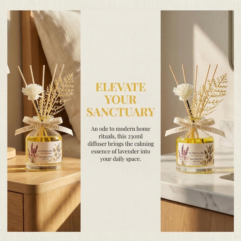 YUNXIYAZHU Reed Diffuser Lavender 7.78 fl oz Calming Home Fragrance