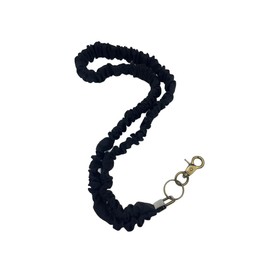 Phininia Stretchy Scrunchie Lanyard for ID Badges, Cute Neck Lanyard for Keys, Retractable Keychain Holder for Women Girl Teacher, Black