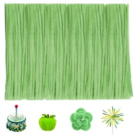 Pipe Cleaners, 200 Pcs Green Pipe Cleaners Craft Bulk, Thick Pipe Cleaners Craft Supplies, Fuzzy Sticks Chenille Stems for Arts Craft DIY Kids Decorations Creative School Projects