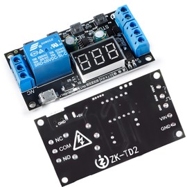 JESSINIE ZK-TD2 5-30V Timer Relay Module with LED Display, Multi-Function Delay Cycle Timer, Micro USB, 0.1s-999min, 1 Channel Trigger Switch
