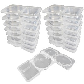 KFAREJGOAE Two Compartment Containers with Lids Little Snack Containers Divider Containers for Condiments Dressing 15 Count