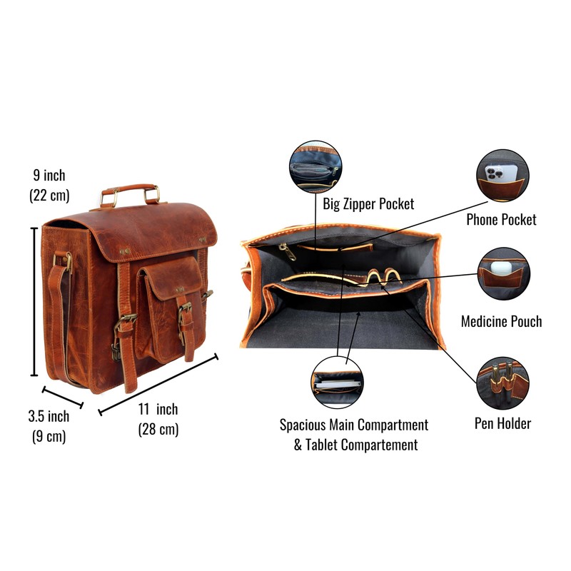 Jaald Leather Messenger Bag Laptop Case Office Briefcase Gift For