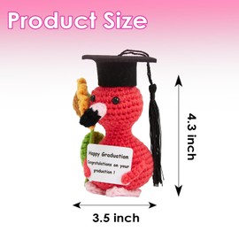 Graduation Gifts Set Class of 2025,Funny Mini Cute Positive Crochet Animals Flamingo with Cap Emotional Uplifting Positive Flamingo Keepsake Gifts for Graduates Collage High School Master Degree