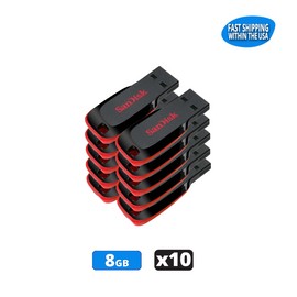 SanDisk Cruzer Blade 8GB USB 2.0 Flash Drive Thumb Drive Pen Drive (10 Pack)