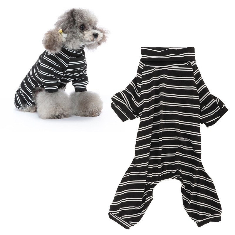 Dog Striped Pajamas Classic Black White Stripe Lightweight Full Coverage