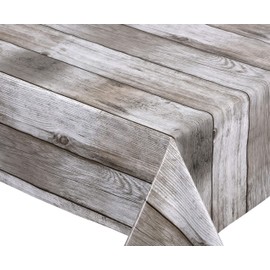 Beautex oilcloth, wood pattern, beige, tablecloth, wipe-clean garden tablecloth, Round, Oval, Square, choice of sizes