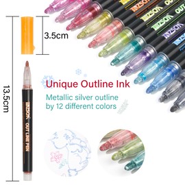 ZSCM QUALITY DECIDES THE FUTURE ZSCM Shimmer Glitter Markers Outline Pen, Easter Basket Stuffers for Teens, Teen Girl Gifts Trendy Stuff, Rock Egg Super Squiggles Metallic Glitter Pens Art Easter Basket Essentials Gifts (12 Colors)