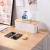 Cable Box with Bamboo Lid, Cable Management Organiser, Storage Box