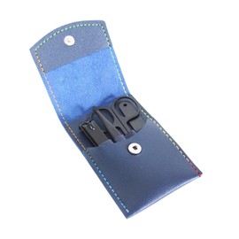 Dependable Industries Inc. Essentials 4 Piece Black Stainless Steel Manicure Nail Care Kit In a Blue Faux Leather Snap Case Ideal for Travel and Holiday Gifts Unisex Grooming Kit