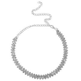 Mikovivi Rhinestone Necklace for Women, Bling Sparkly Diamond Crystal Necklace Trendy Elegant Adjustable Jewelry Accessories for Prom Wedding Party (Silver)