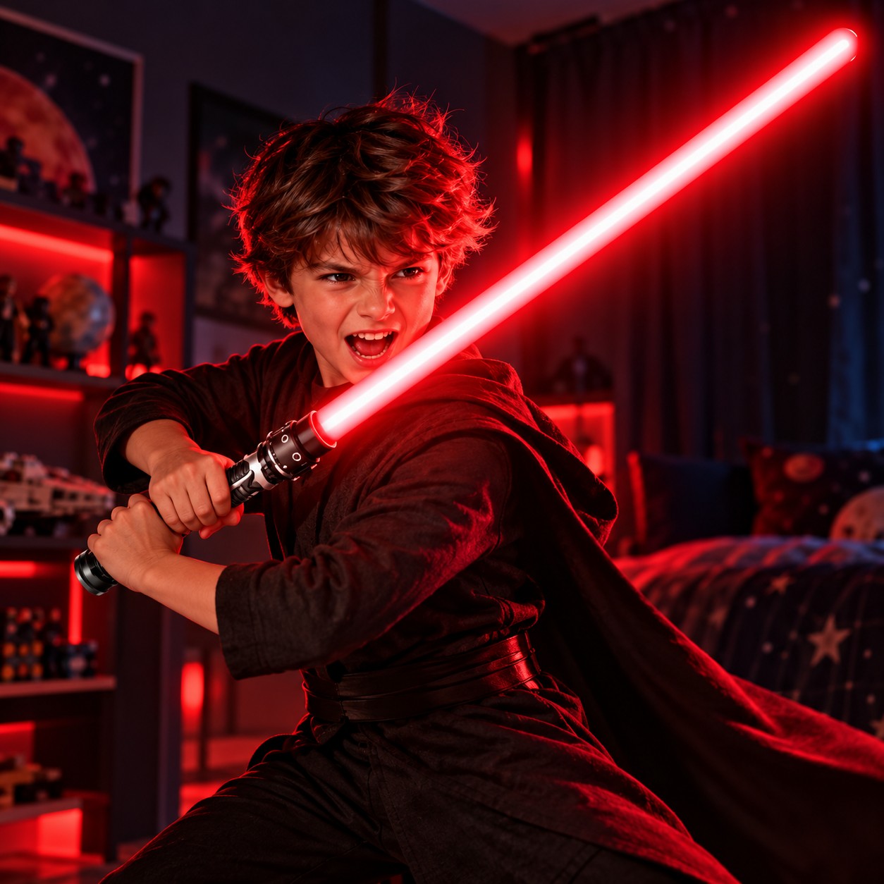 Glowing Toy Lightsaber for Kids’ Pretend Play – Telescopic LED Sword with Sound Effects for Cosplay Fun