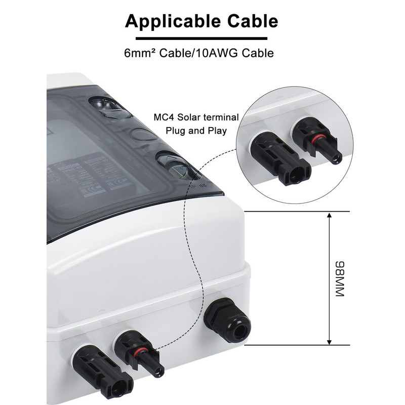 DIHOOL Solar Panel Disconnect Switch Box 40 Amp DC Circuit