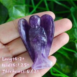 YATOJUZI 2" Amethyst Guardian Angels Hand-Carved Angel Statue Figurines Purple Office Desk Decor Accessories Decorations Crystals and Healing Stones Energy Reiki Gifts for Women