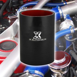X AUTOHAUX 65mm 2.56" ID Straight Silicone Reducer Hose Silicone Hose Coupler Intercooler Tube Black Red for Car Intercooler Intake Piping