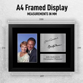 HWC Trading FR A4 Julie Andrews & Christopher Plummer Sound of Music Gifts Printed Signed Autograph Picture for Movie Memorabilia Fans - A4 Framed
