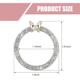 Merdege Bling Car One-Button Start Decorative Sticker, Butterfly Key Ignition Knob Ring, Car Interior Decoration Accessories (White)