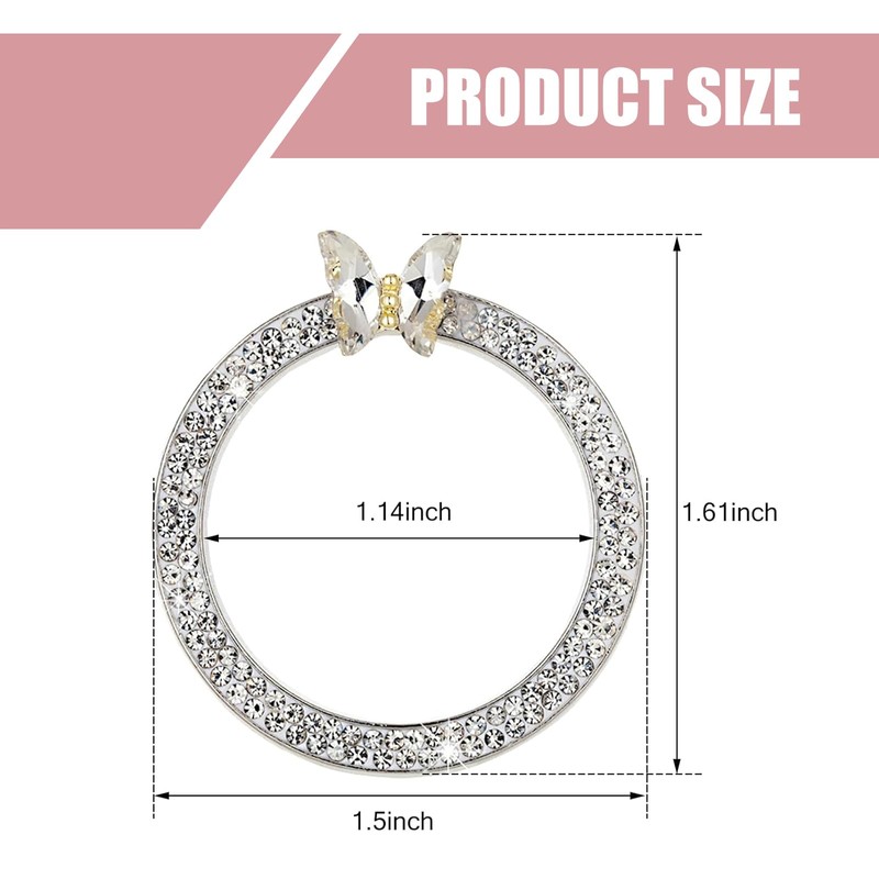 Merdege Bling Car One-Button Start Decorative Sticker, Butterfly Key Ignition