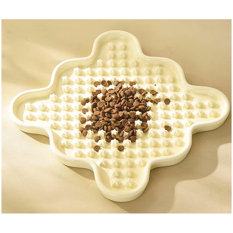 Fussy Cat Ceramic 'Lick Mat' Cat Slow Puzzle Feeder Bowl.