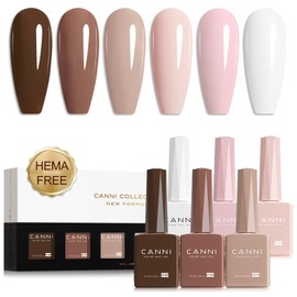CANNI Gel Nail Polish Kit -6 Colors Nude Pink 9ML Gel Polish Set Skin Tones French Nail Neutral Brown Soak Off Gel Nail Kit Manicure DIY Manicure Salon DIY