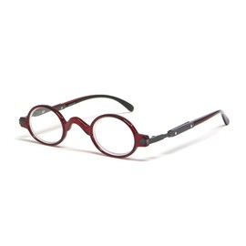 Calabria R314 Unisex Vintage Professor Oval Reading Glasses in Crystal Red +4.00