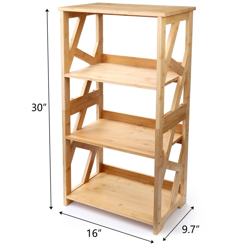 Hedume Bookcase, 3-Tier Open Shelf Bookcase, Small Bamboo Bookshelf, Bamboo