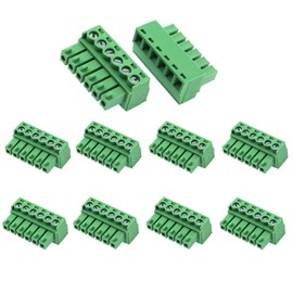 XUGERIP 10 PCS 6 Pin 2.54mm Pitch Screw Terminal Block Connector for 26-18AWG, Pluggable Quick Male Plug Connector-6 Pole