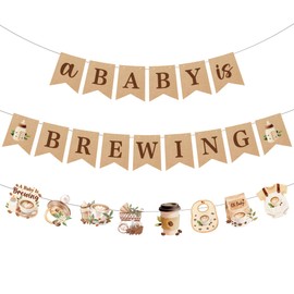 A Baby Is Brewing Banner - 3 Pcs Coffee Baby Shower Decorations Banner Garland For Boys Girls Coffee Themed Gender Reveal Party Supplies