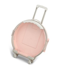 Makeup Travel Case, Children Toy Organizer with Wheel Portable Cosmetic Storage Box for Camping Traveling Cart Trunk Plastic Suitcase Multifunctional Mini Round Shape Cosmetics