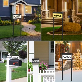 Solar Address Sign Light Double-Sided with Stakes & Mailbox Mount, 2000mAh Battery, LED House Numbers for Yard or Wall, Waterproof Solar Powered Address Plaque with Dusk to Dawn Sensor, 3 Light Modes, Includes 4 Sets of Numbers