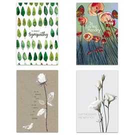 Tree-Free Greetings - Sympathy Cards - Artful Designs - 16 Assorted Cards + White Envelopes - Made in USA - 100% Recycled Paper - 4"x6" - Floral Sympathy (FP54175)