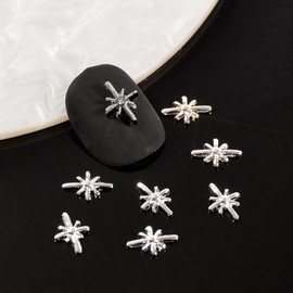 20PCS Silver Star Nail Charms Cross Star Charms for Acrylic Nails 3D Stars Nail Gems 3D Silver Nail Art Charms Simple Star Design Nail Rhinestones Nail Supplies for Women Nail Design