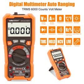 RuoShui Digital Multimeter Voltage Tester 1000V T-RMS 6000 Counts Auto Ranging Ohm Amp Volt Meter,Measure DC/AC Current Voltage Resistance Capacitance Continuity Temperature Hz NCV Multimetro Tester