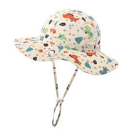 KAKU NANU Baby Sun Hat 100% Cotton Summer Hat Children UV Protection 50 with Adjustable Chin Strap 6-18 Months (S-48 cm), 18 Months - 5 Years M - 52 cm, beige, S