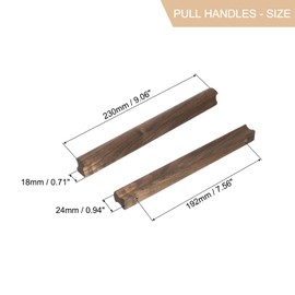 sourcing map 12Pcs Wood Drawer Pulls Handles with Screws Set 192mm/7.56" Hole Spacing Black Walnut Wood Cabinets Dresser Furniture