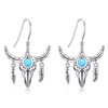 VENACOLY Western Earrings 925 Sterling Silver Cow Skull Turquoise Earrings