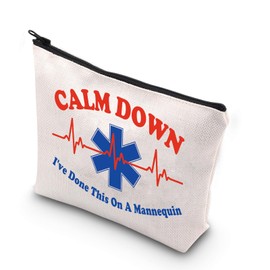 JNIAP EMT Cosmetic Makeup Bag Paramedic Gifts Calm Down I've Done This On A Mannequin Emergency Medical Technician Gifts (On A Mannequin)