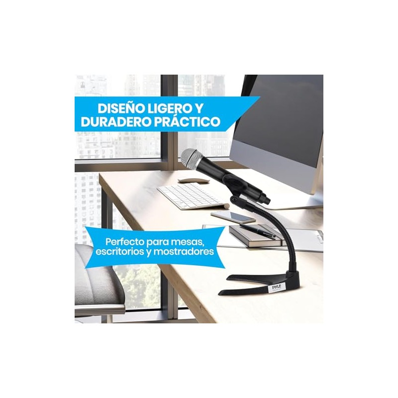 Pyle Soporte de Micrófono de Escritorio, Soporte Universal para Micrófono