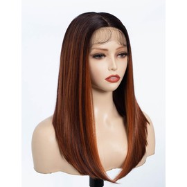 JOEDIR LUX Straight Bob 13 x 7 HD Lace Front Wig with Baby Hair 18 Inches Natural Free Part Heat Resistant Synthetic Hair Wig for Women