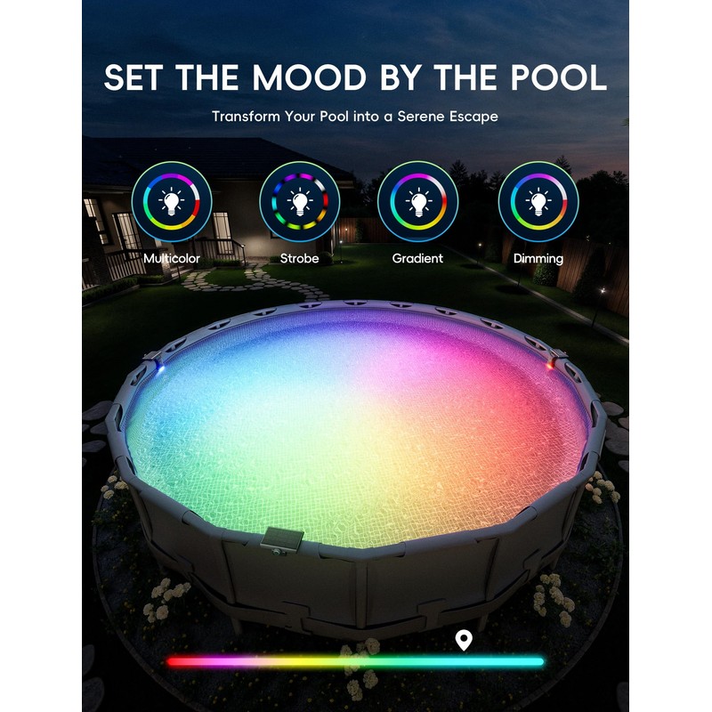 POOLHACKER Solar Pool Lights Only for Inground Pool【Original】, 10-Color 4-Mode