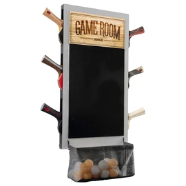 JOOLA Game Room Organizer with Ping Pong Paddle Holder, Table Tennis Ball Basket, Scoreboard, and Chalkboard