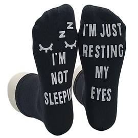 FGFD&OU Funny Socks for Men and Women Cotton Socks Non-Slip House Socks Winter Socks Ankle Summer Socks Gaming Socks Funny Gift Novelty Birthday Christmas Gifts, A Sleep Black1, One Size