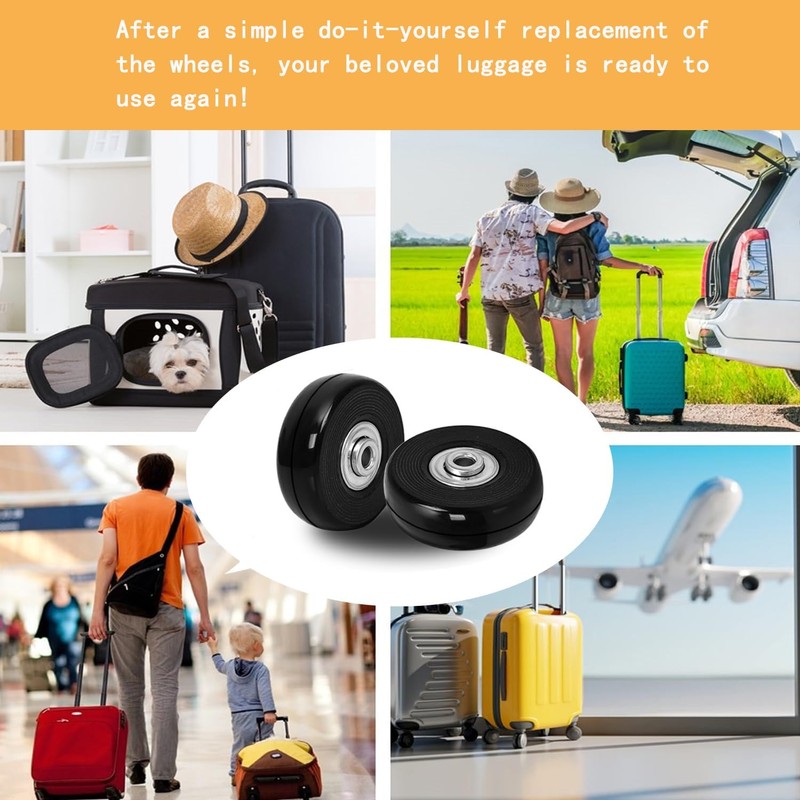 50mm x 18mm Luggage Replacement Wheels Set 4Pcs Rubber Suitcase
