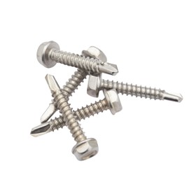 Bolt Dropper M4.2 x 25mm Stainless Self-Drilling Hex Washer Head Screws - Pack of 100 - Self Tapping Screws Metal for Ventilation Pipes, Fans, and Metal Rails - 410 Stainless Steel