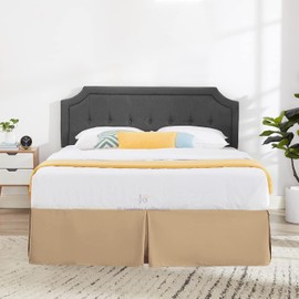 JS Sanders Collection - Falda de cama plisada con esquinas divididas, volantes a medida para cama King, mezcla de algodón 100% de caída de 21 pulgadas, falda de cama clásica estilo hotel para somier o