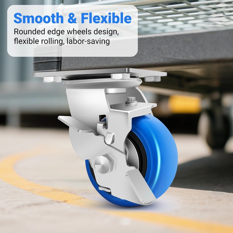 W B D WEIBIDA 4 Inch Heavy Duty Casters, Smooth